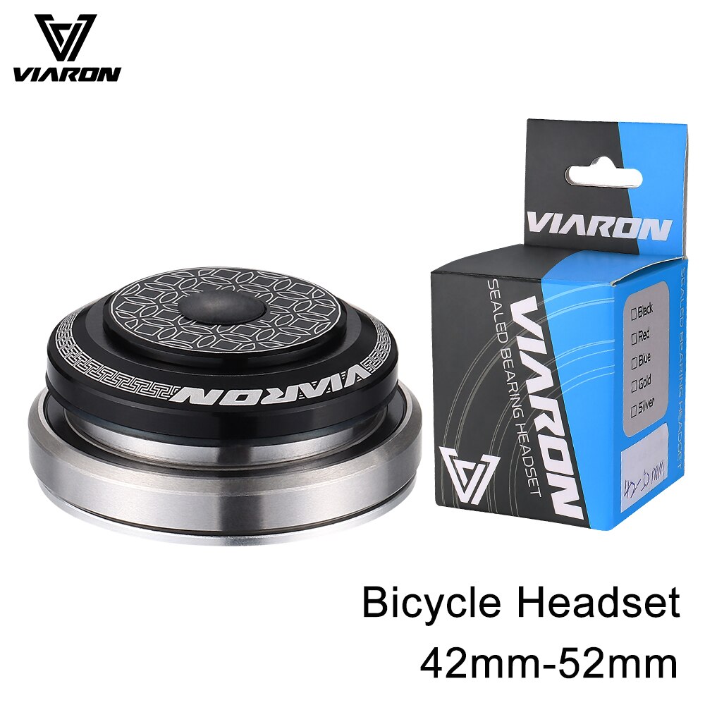 VIARON Fahrrad Headset 42mm 52mm CNC 1 1/8 &quot;-1 1/2&quot; MTB Lagerbier Gerade Verjüngt Rohr gabel Spalte Lenk Integrierte System: Schwarz 42mm-52mm