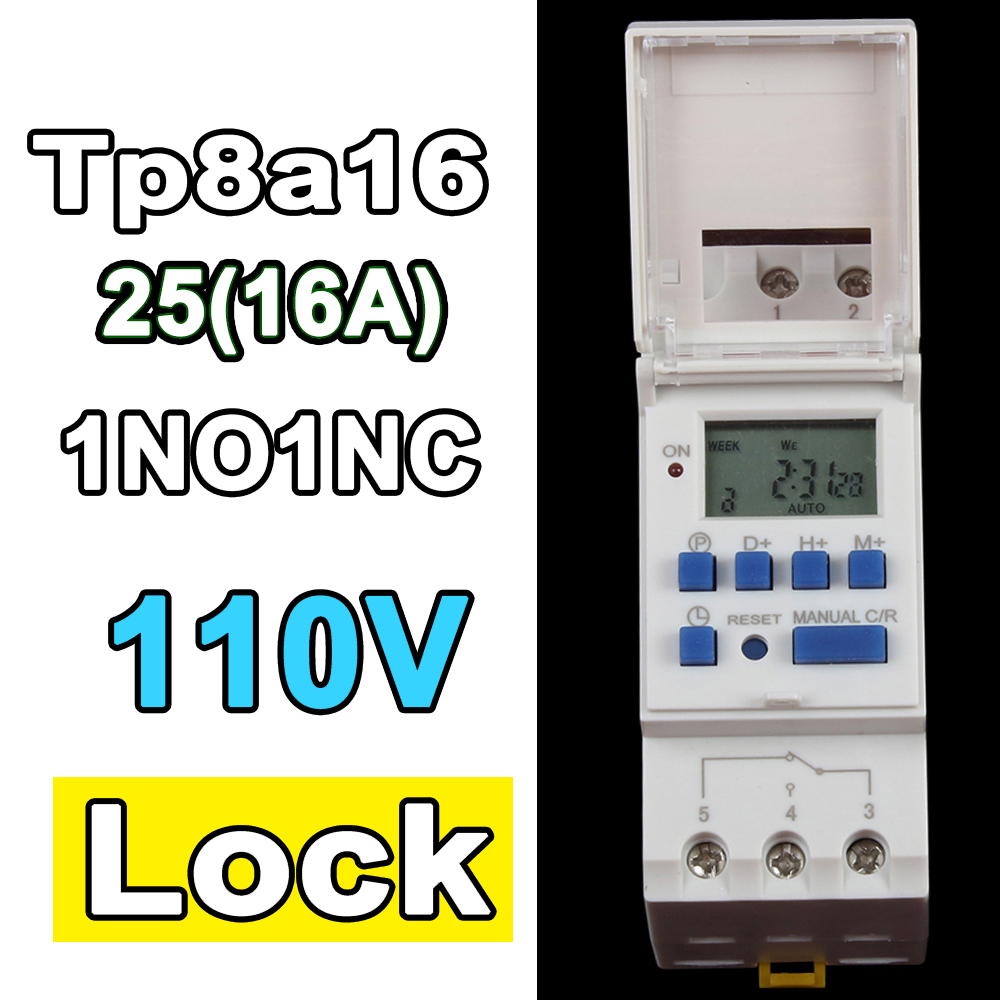 Temporizador interruptor din montaje en carril relé digital TP8A16 reloj semanal microordenador electrónico programable 220V48V 30A 12V AC timbre: Oro