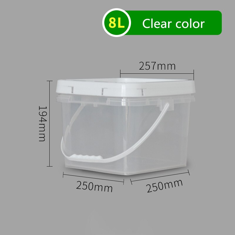 8L Vierkante Plastic Emmer Met Handvat En Deksel Multipurpose Storage Container Voor Yoghurt/Ijs/Granen/Voedsel 2 Stks/partij