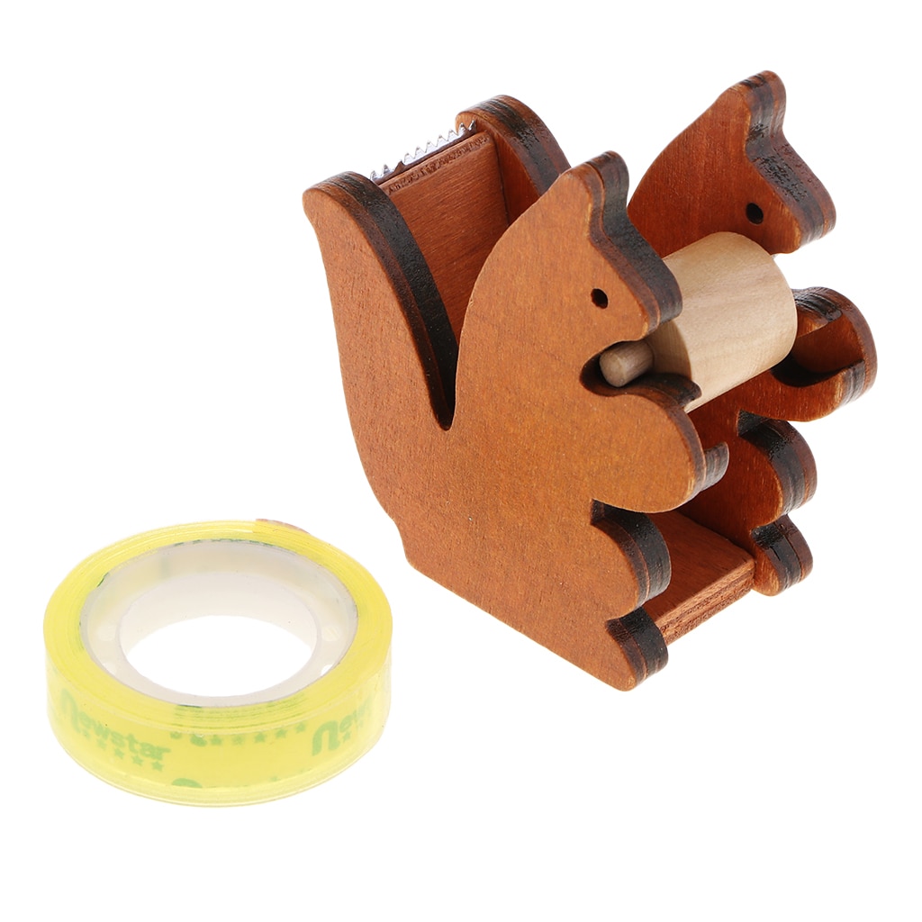 Træ egern tape dispenser scrapbog / album malertapeskærer kontorklæbende tape holder miljøvenlig