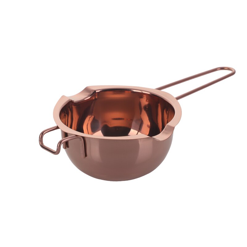 Stainless Steel Chocolate Melting Pot For Candy Candle Making Long Handle Wax Butter Heating Melting Bowl Dessert Baking Tools: Rosegold