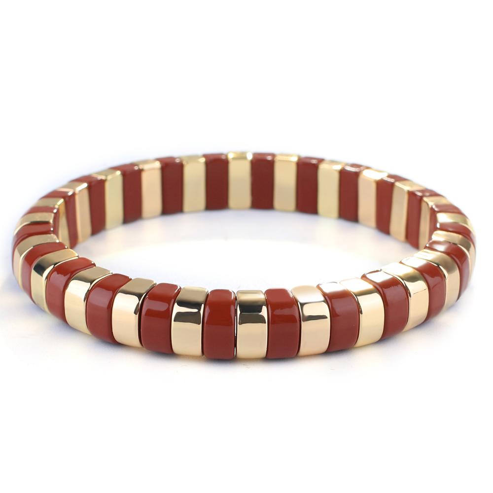 Kelitch Regenboog Armband Kleurrijke Emaille Kralen Armband Met Elastiek Tegel Enamel Armband Manchet Armbanden Voor Vrouwen: KLTRO-K007F