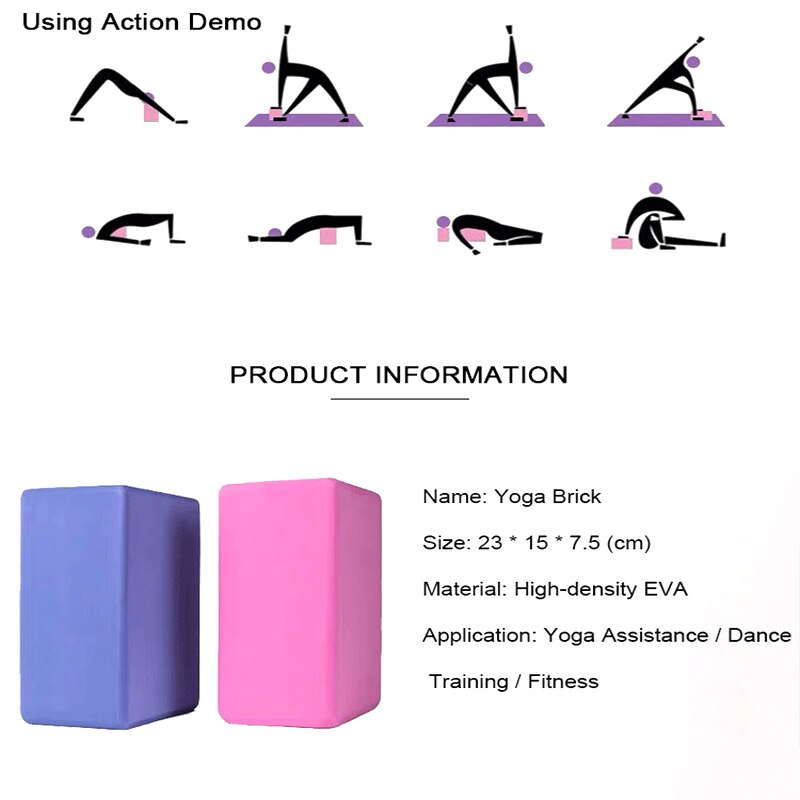 23*15*7.5 cm eva yoga blok mursten yoga pilate skum sport motion gym skum træning stretching