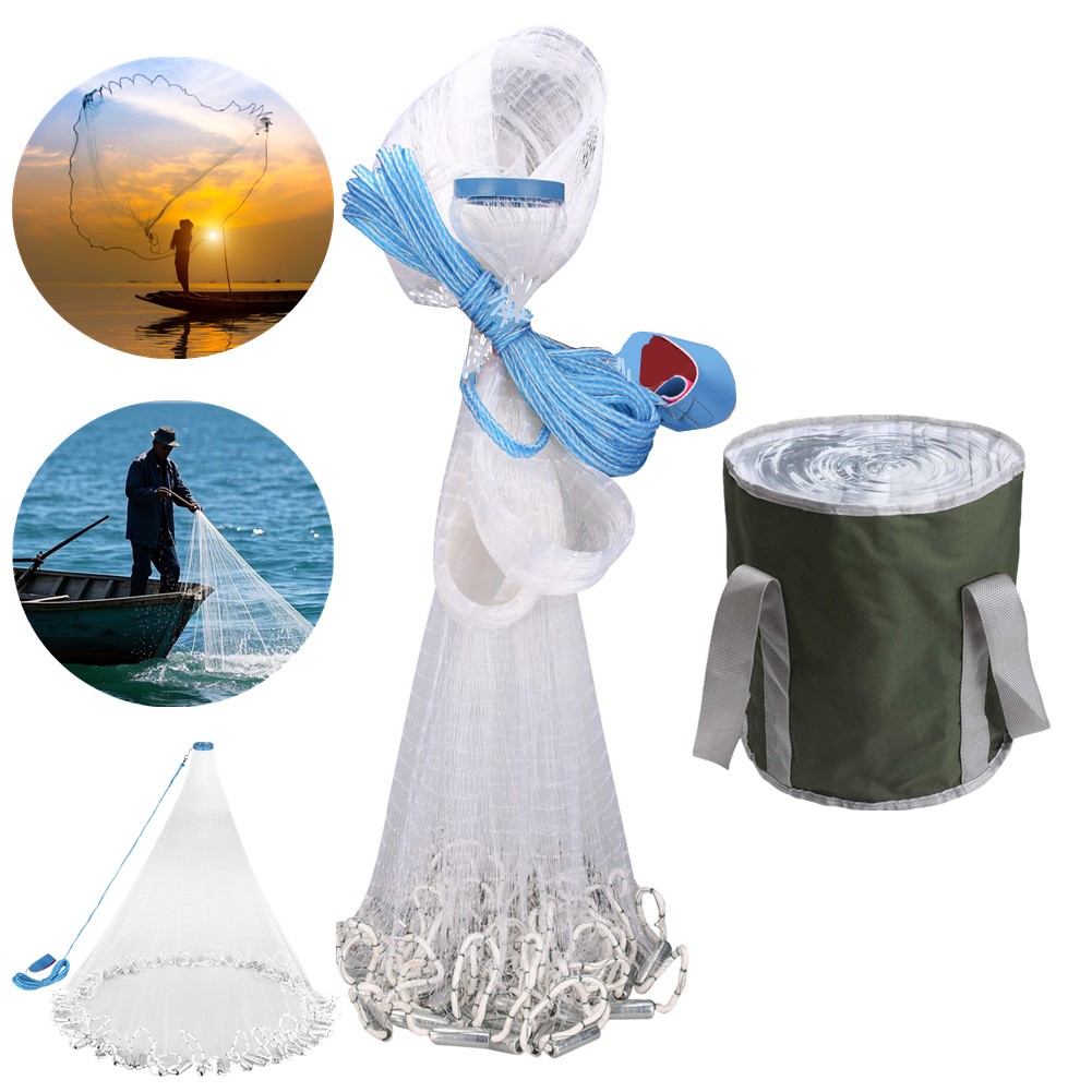 Rete da pesca americana in acqua salata con piombo in zinco e secchio impermeabile 3/4/5/6/7/8/9/10Ft raggio lancio rete da pesca trappola per esche