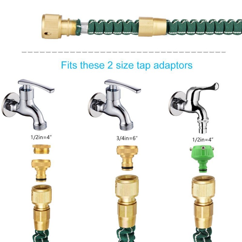 Garden Hose Expandable Water Pipe 3 Times Expanding 25-150ft Flexible Magic Hose Pipe Reel With 7 Function Spray/Brass Connector