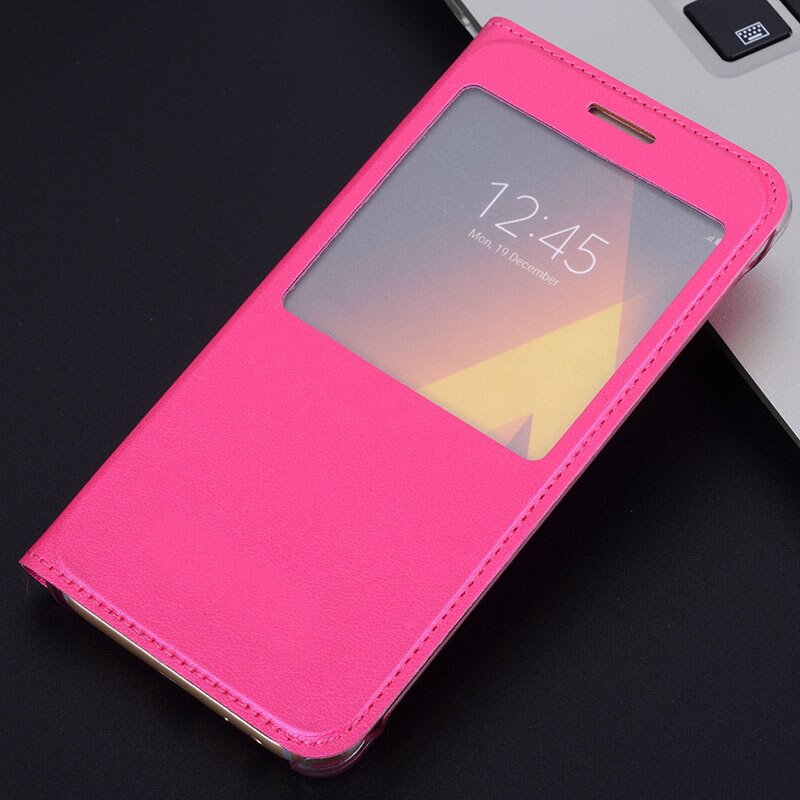FDCWTS Flip Cover Leather Case For Samsung Galaxy A3 A310 A310F A3 A320F Phone Case Luxury View Shell Holster Sleeve: for A3 2016 / Rose red