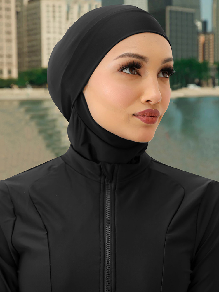 1 STKS Zwemmen Hijab Vrouwen Zomer Strand Instant Tulband Cap: Black