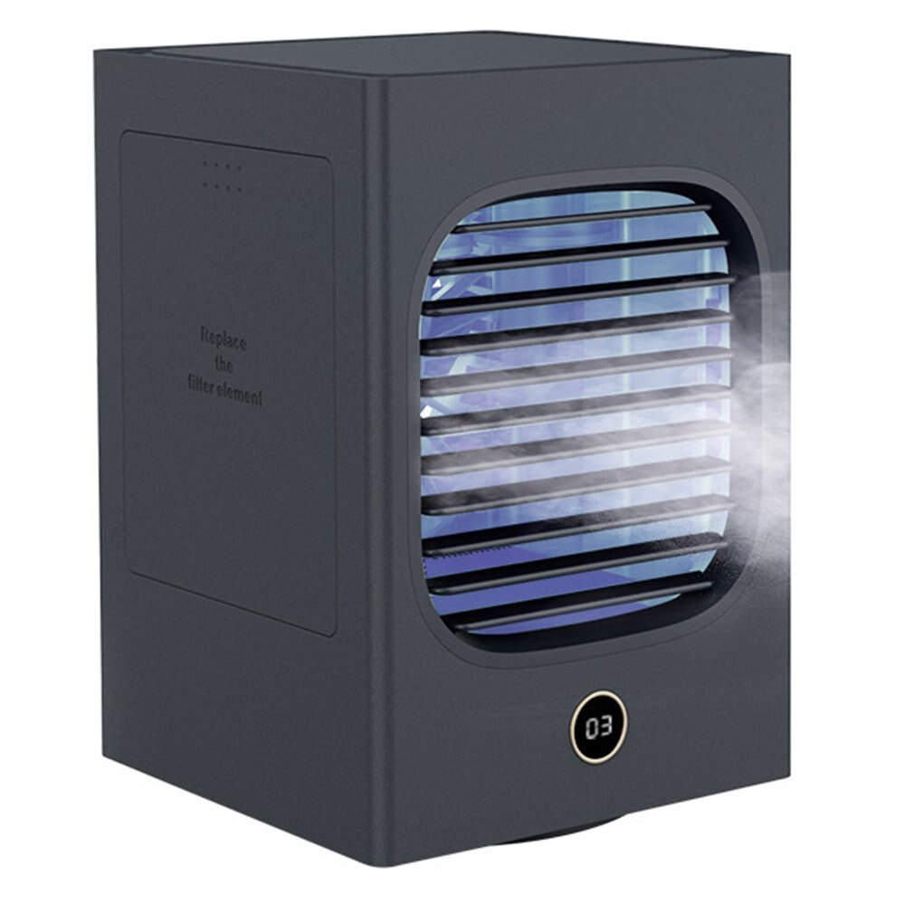 Hoofd Schudden Watergekoelde Airconditioning Ventilator Geïntegreerde Luchtbevochtiger Thuis Slaapkamer Mini Grote Capaciteit Usb Verstuiver