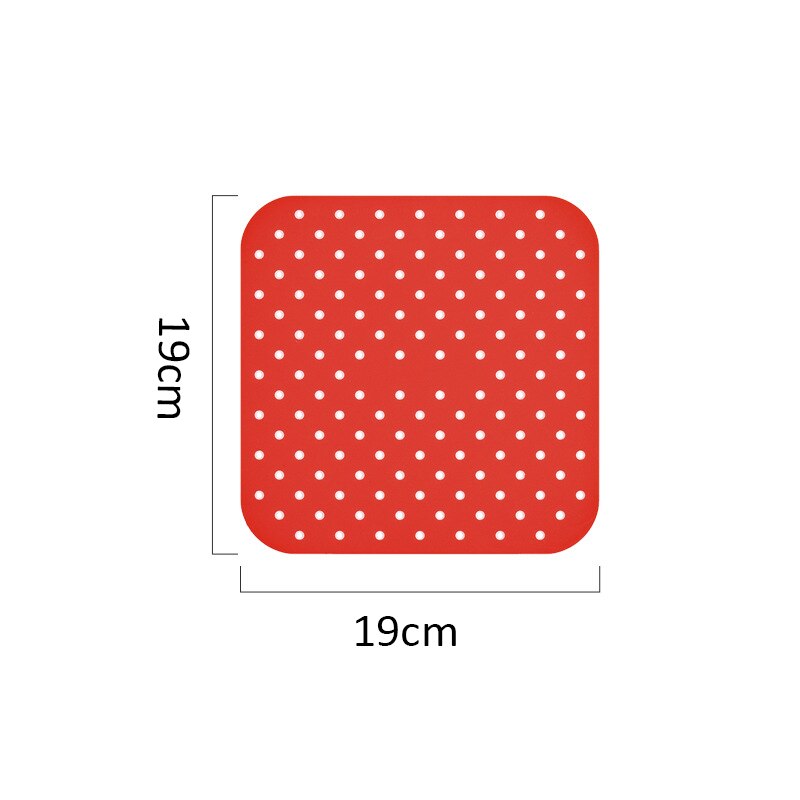 Air Friteuse Liner Air Friteuse Mat Food Grade Non-stick Siliconen Friteuse Mand Voor 7.5 ~ 8-Inch air Friteuses Steamers Mat Keuken Gadgets: 7.5 in Red Square