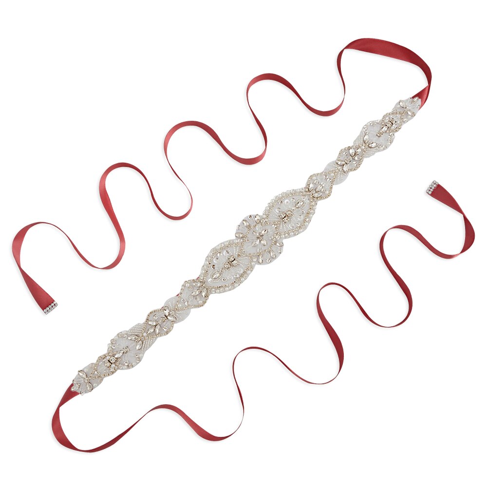 Trixy S234 Damesmode Rrhinestone Riemen Bruiloft Riemen Kralen Bridal Riemen Taille Riem Lint Riem Voor Bruiden Bruidsmeisjes: wine red