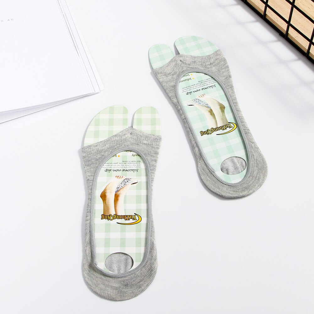 Summer Open Toe Socks 1 Pair Women Cotton Antiskid Invisible Liner No Show Peds Low Cut Socks For High Heel: grey
