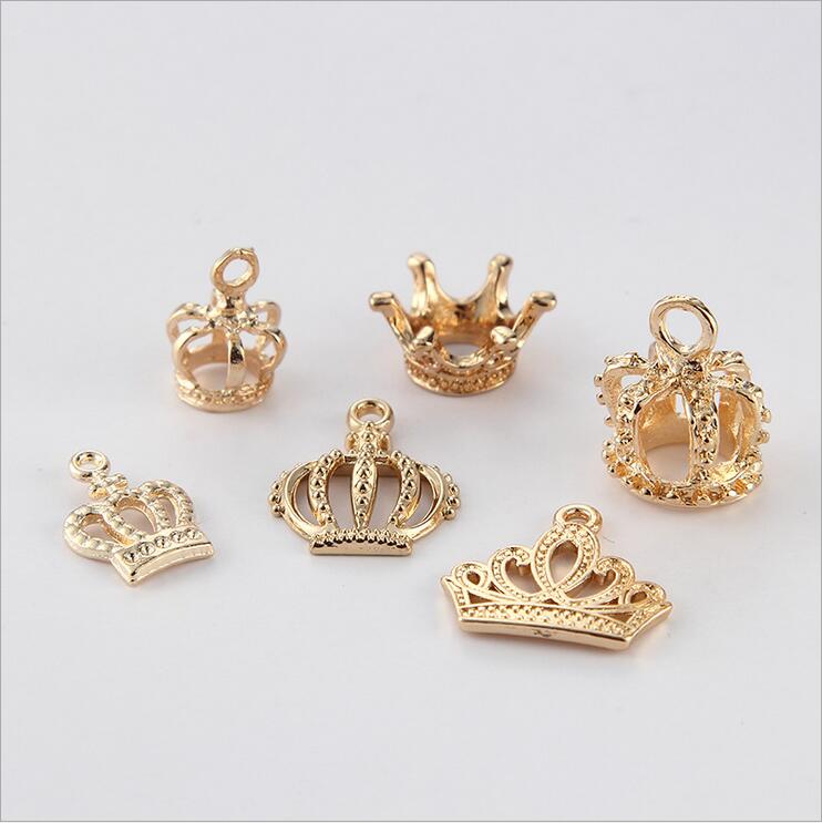 20 Stks/partij Goud Kleur Plated Koperen 3D Princess Crown Charms Hanger Voor Sieraden Maken Diy Handgemaakte Armband Bevindingen Craft Z620