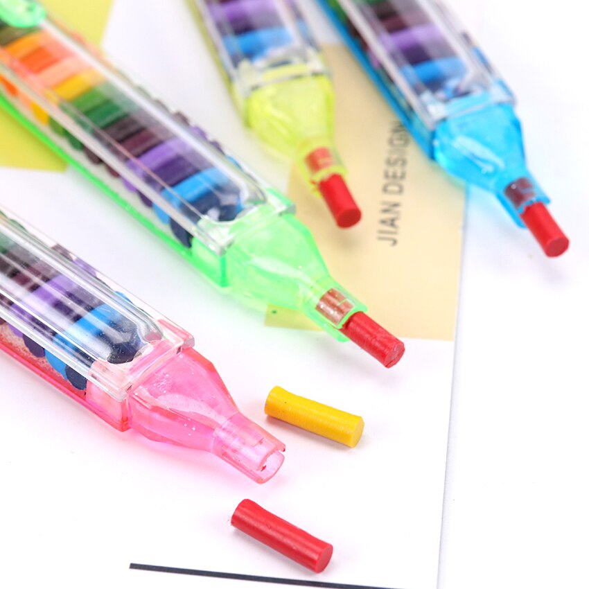 Crayones de colores Kawaii para niños, lápiz de cera para pintar, 20 colores, papelería,