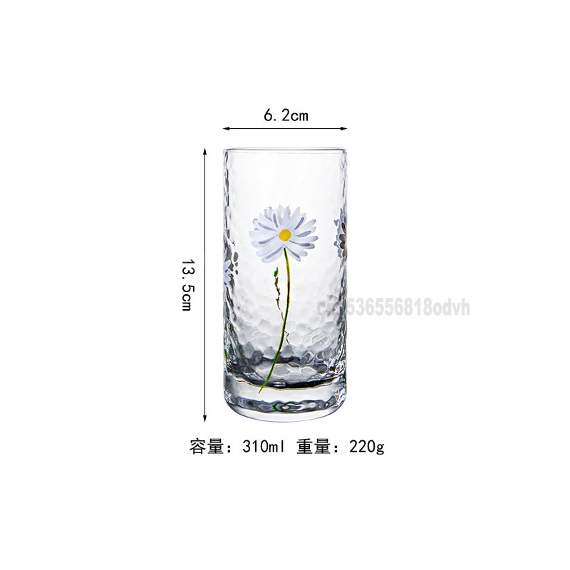 Glazen Beker Kleine Daisy Gehamerd Crystal Cup Huishoudelijke Hittebestendige Transparant Glas Fruit Drink Bier Whiskey Bril
