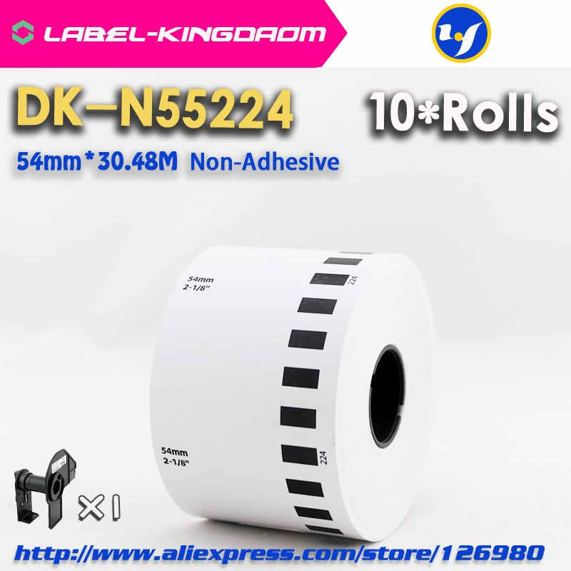 10 Refill Rolls Generieke DK-N55224 Label Niet-klevende 54mm * 30.48M Continu Compatibel voor Brother Label Printer DK-N5224