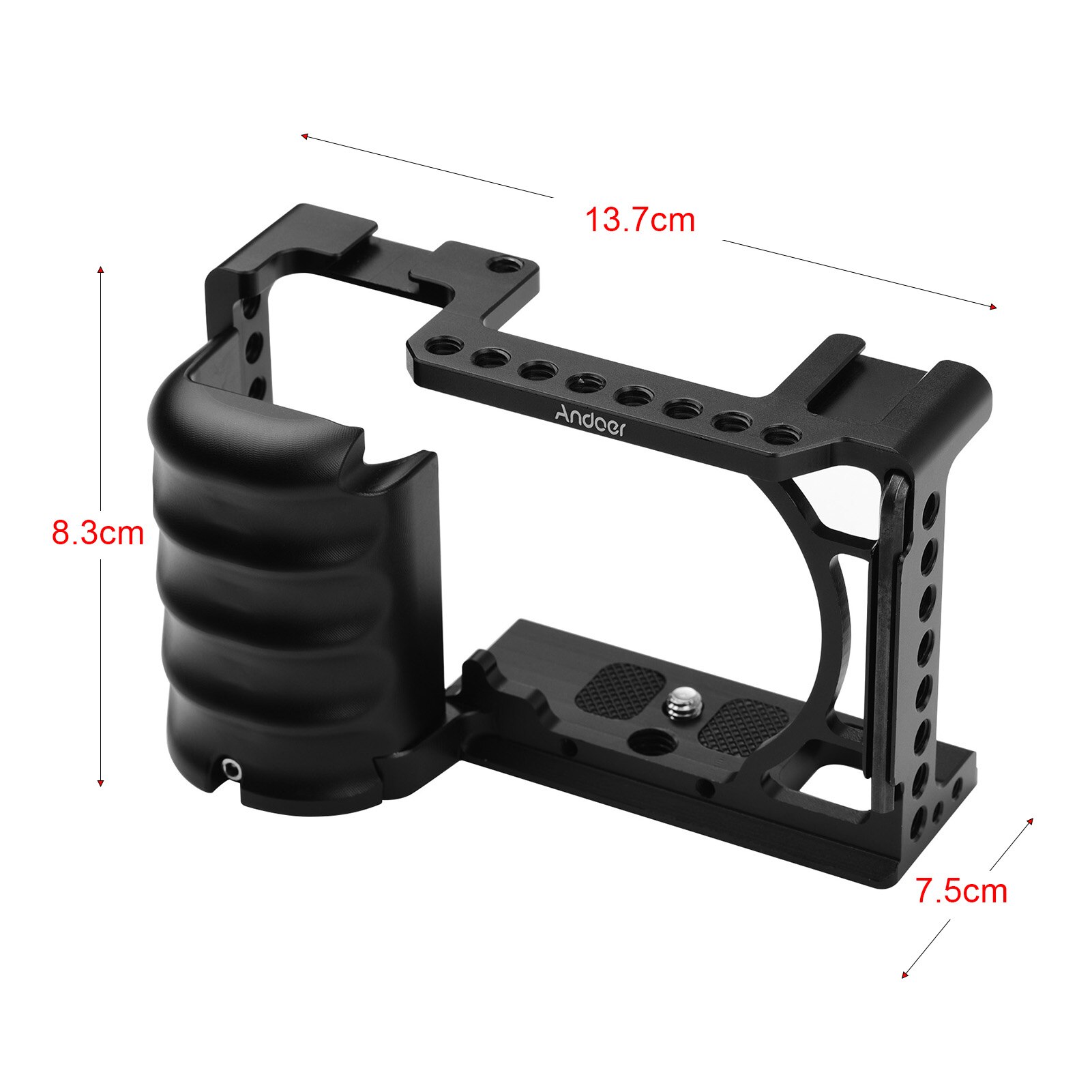 Andeor Video Camera Cage Rig Koude Schoen Mount 1/4 3/8 Schroefdraad Gaten W/Wrench Voor Sony A6000 A6100 A6300 a6400 A6500 A6600 Dslr