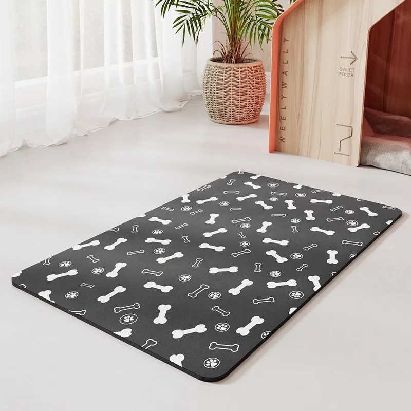 Voermat voor huisdieren, absorberende placemat voor voedsel en waterbak, met waterdichte rubberen achterkant, sneldrogende watermat voor hond en kat