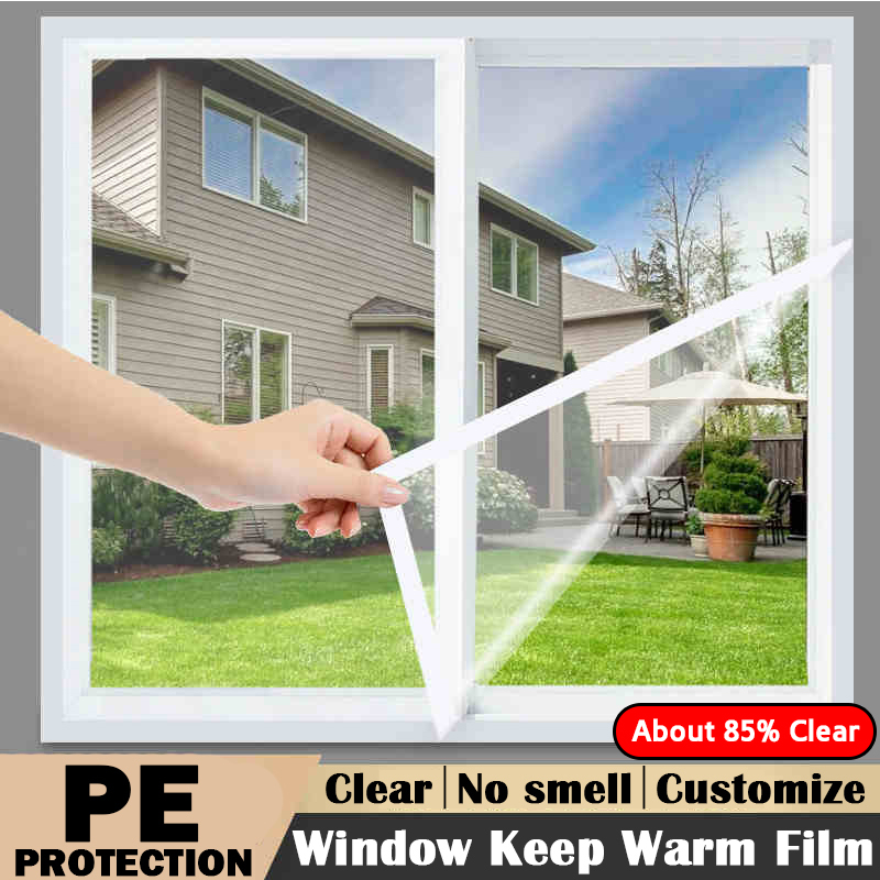 DIY Transparent Home Window Windproof Film Winter Self-Adhesive Keep Warm Film Detachable Windows See Through Rainproof Screen