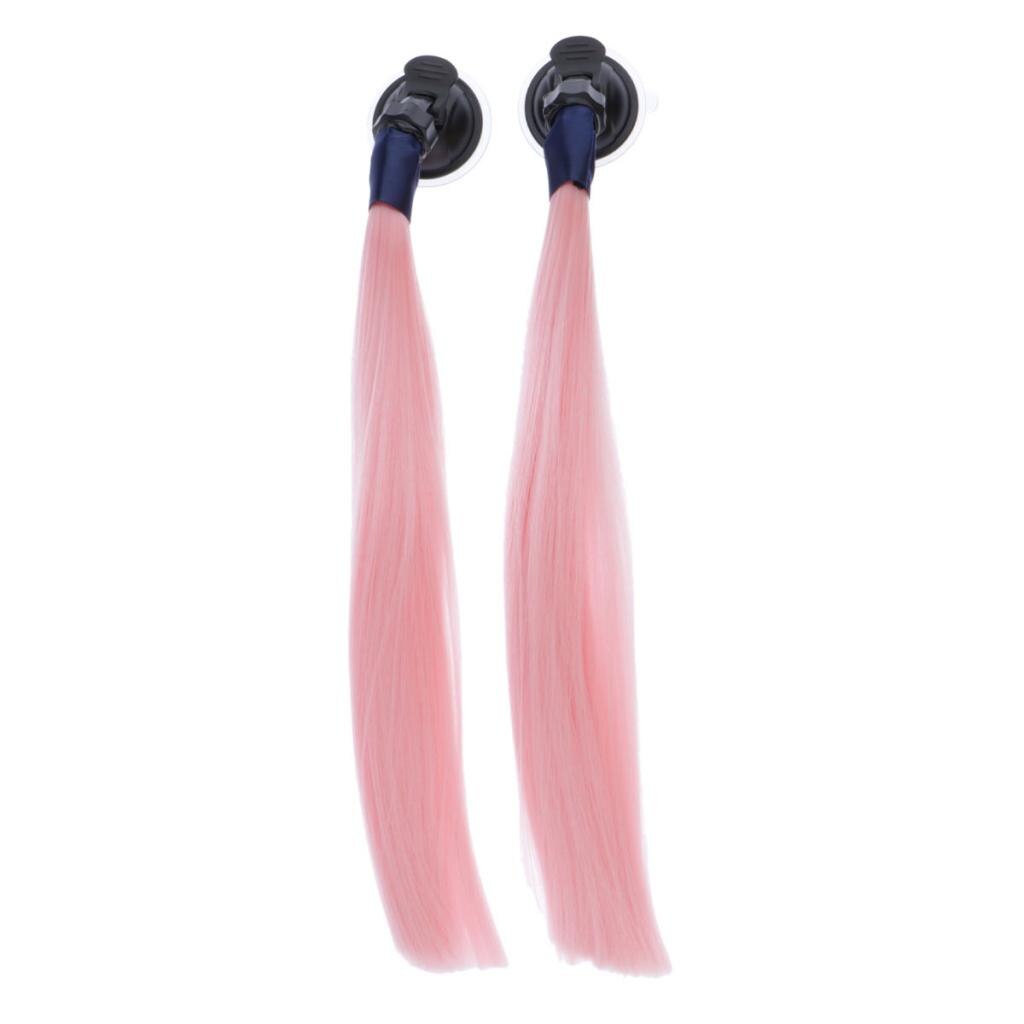 Casco de motocicleta DIY, peluca de pelo, cola de caballo, pelo liso con ventosa para Cosplay, paquete de cabello de 40cm: Light Pink