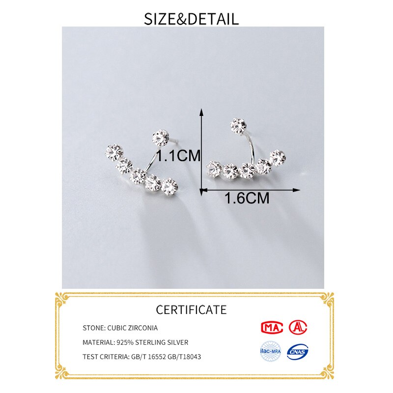 Inzatt Real 925 Sterling Zilver Een Rij Van Zirkoon Stud Oorbellen Voor Mode Vrouwen Verjaardagsfeestje Leuke Fijne Sieraden Accessoires