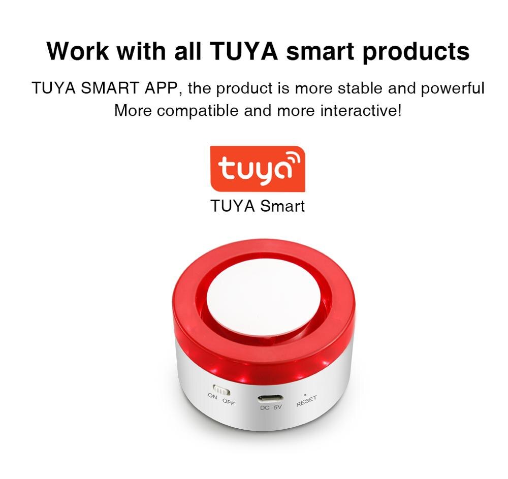 Tuya Smart WiFi Home Security Alarm System 433MHz Wireless Strobe Siren Alarm Compatible W Alexa Google Home smartlife APP