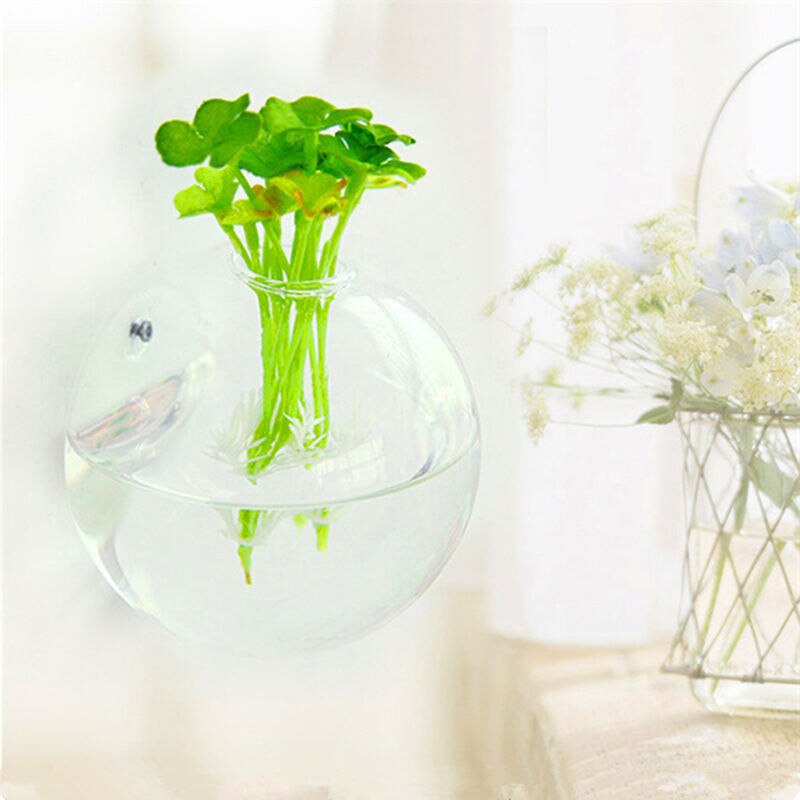 Maceta de flores colgante florero de bola de vidrio, Terrario de pared transparente, pecera de cristal, recipiente acuario, decoración para sala de estar, novedad de