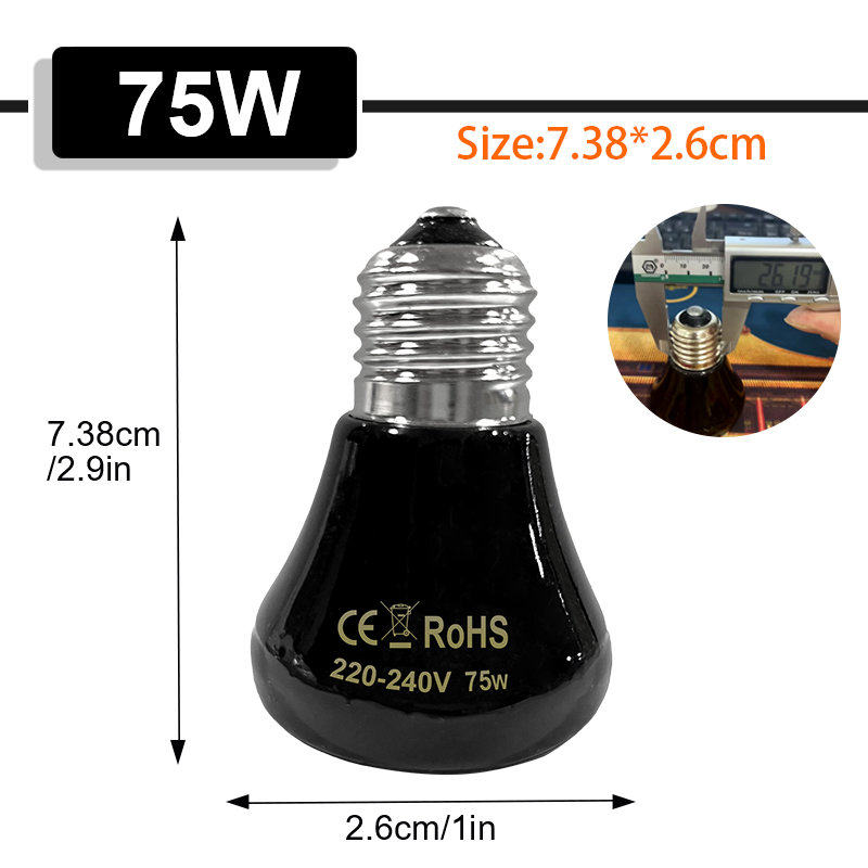Haustier Heizlampe Mini Infrarot Keramik Emitter Wärmelampe Schildkröte Heizung Lichtkasten Wärmer Glühbirne Haustier Brutapparat 25/50/75/100W: Pflaume