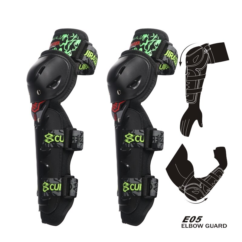 Motorcykel knäskydd cuirassier skyddande knäskydd skydd skoter motorcykel racing mx skydd skydd armbågsskydd skydd: E05- gröna
