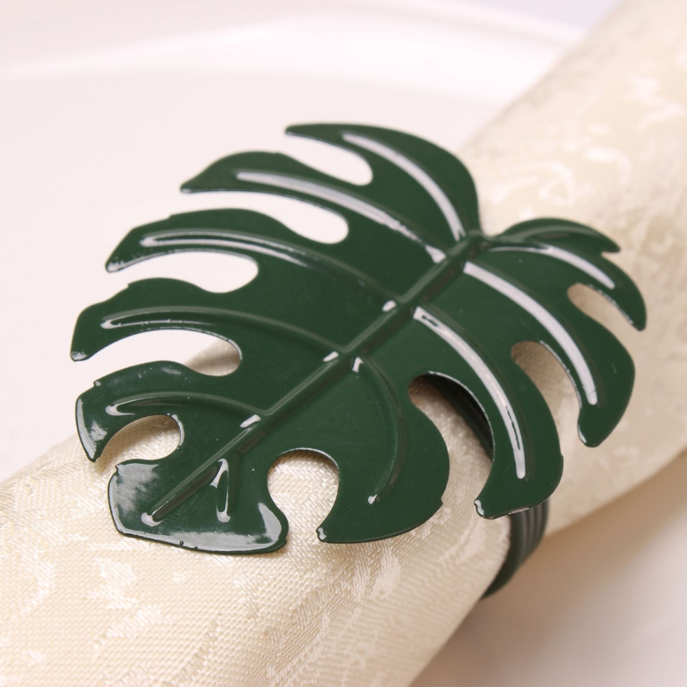 Anneau de serviette en métal imitation tortue, feuille de dos verte, décoration de table occidentale, pour réunion de famille, mariage, banquet, hôtel