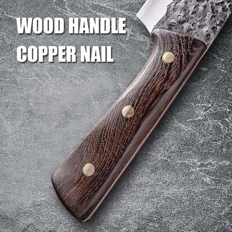 7.5 Inch Hand Forged Chef Knife Meat Cleaver 5CR15 High Carbon Steel Kitchen Knife Sharp Blade Cooking Tools