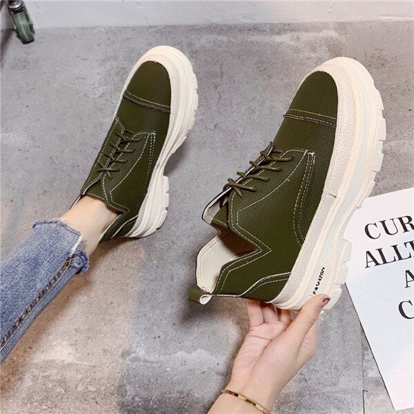 COOTELILI bottines cuir daim femme bottines femme bottines chaussures femme décontractées 4CM hauteur de talon baskets femme: Vert armée / 5