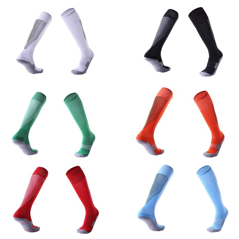 Adult Kids Sports Soccer Socks Color Stripe Long Stocking Knee High Football volleyball breathable Children Sock