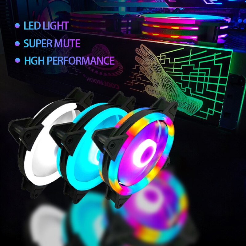 12CM 15LED 120mm PC Computer Super Mute LED Case Fan Cool LED Dual Aperture Computer Case Cooling High Performance Cooler