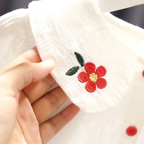 Camicetta a maniche lunghe a fiori ricamati per ragazze primavera autunno 2022