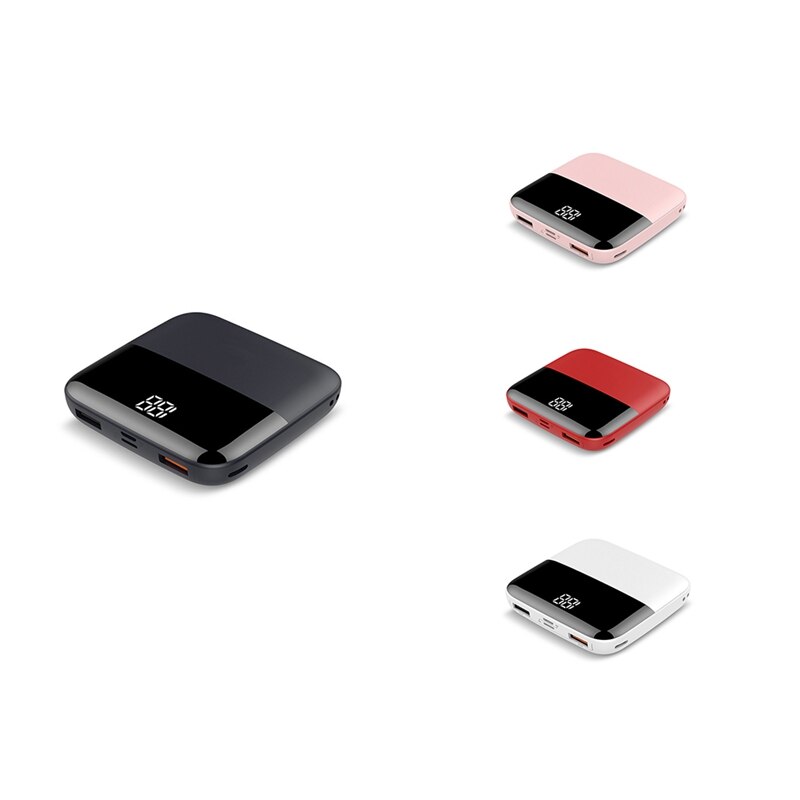 Przenośny Mini Power Bank 10000MAh wyświetlacz LED zewnętrzna podwójna ładowarka USB typu C dla iPhone/Huawei/Samsung