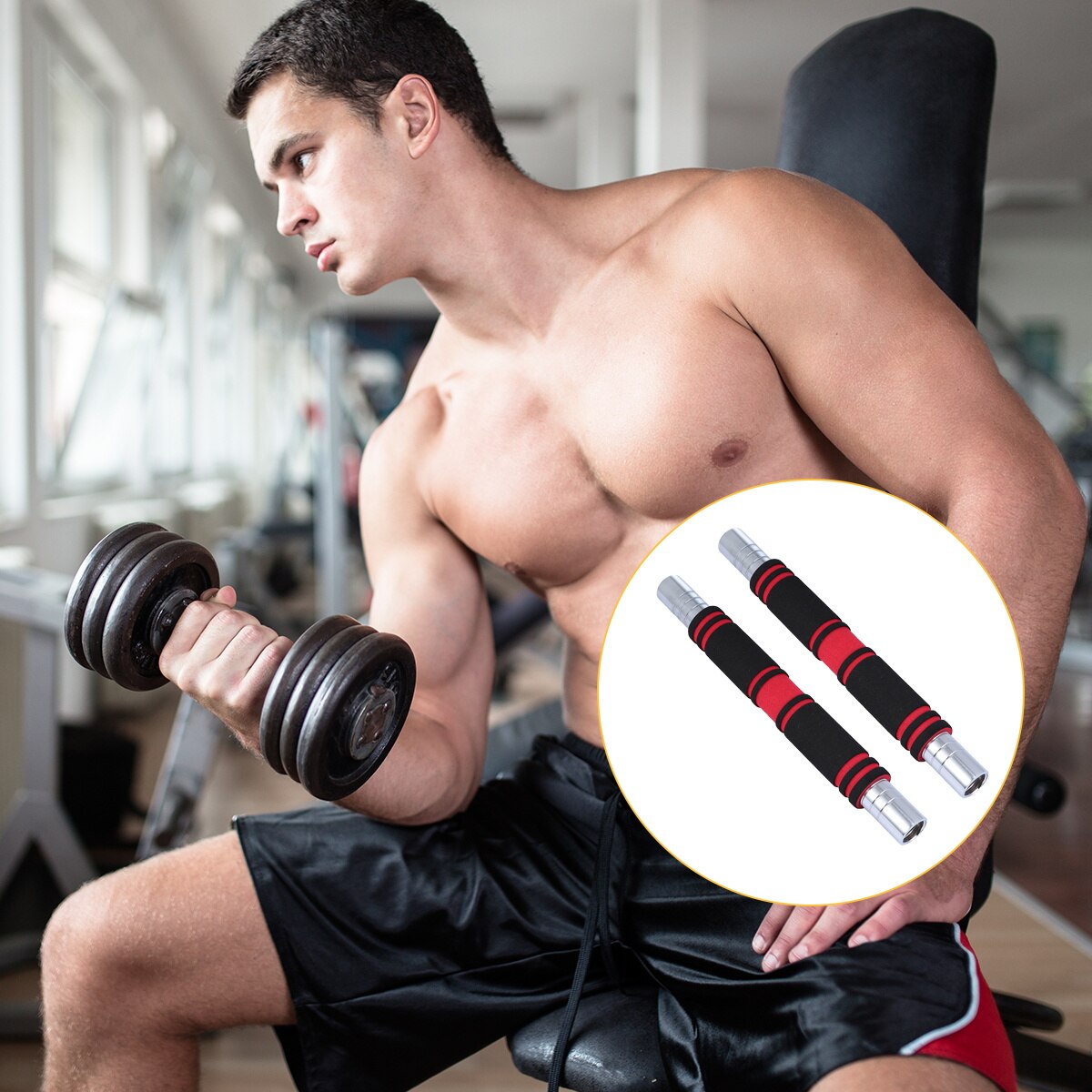 2pcs Dumbbell Connecting Rod Durable Dumbbell Connector with Spanner and Bolt