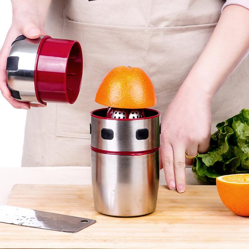 Powerful Stainless Steel Orange Juicer Portable Manual Lid Rotation Citrus Juicer Lemon Orange Tangerine Juice Squeezer