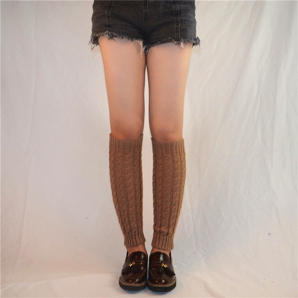 Scaldamuscoli invernali da donna stivali lunghi sopra le calze al ginocchio: cachi