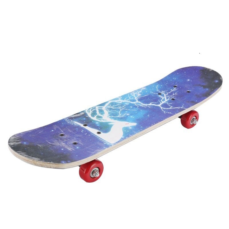 Top60cm Kids Double Rocker Skateboard Cartoon Four-Wheel Skate Board Longboard for Boy Girl Child Outdoor Skatboarding