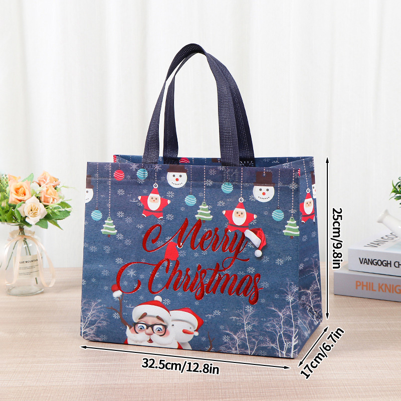 Sacs joyeux noël pour emballage , sacs pliables de noël, fourre-tout de noël, flocon de neige, rangement de du père noël: kaki foncé