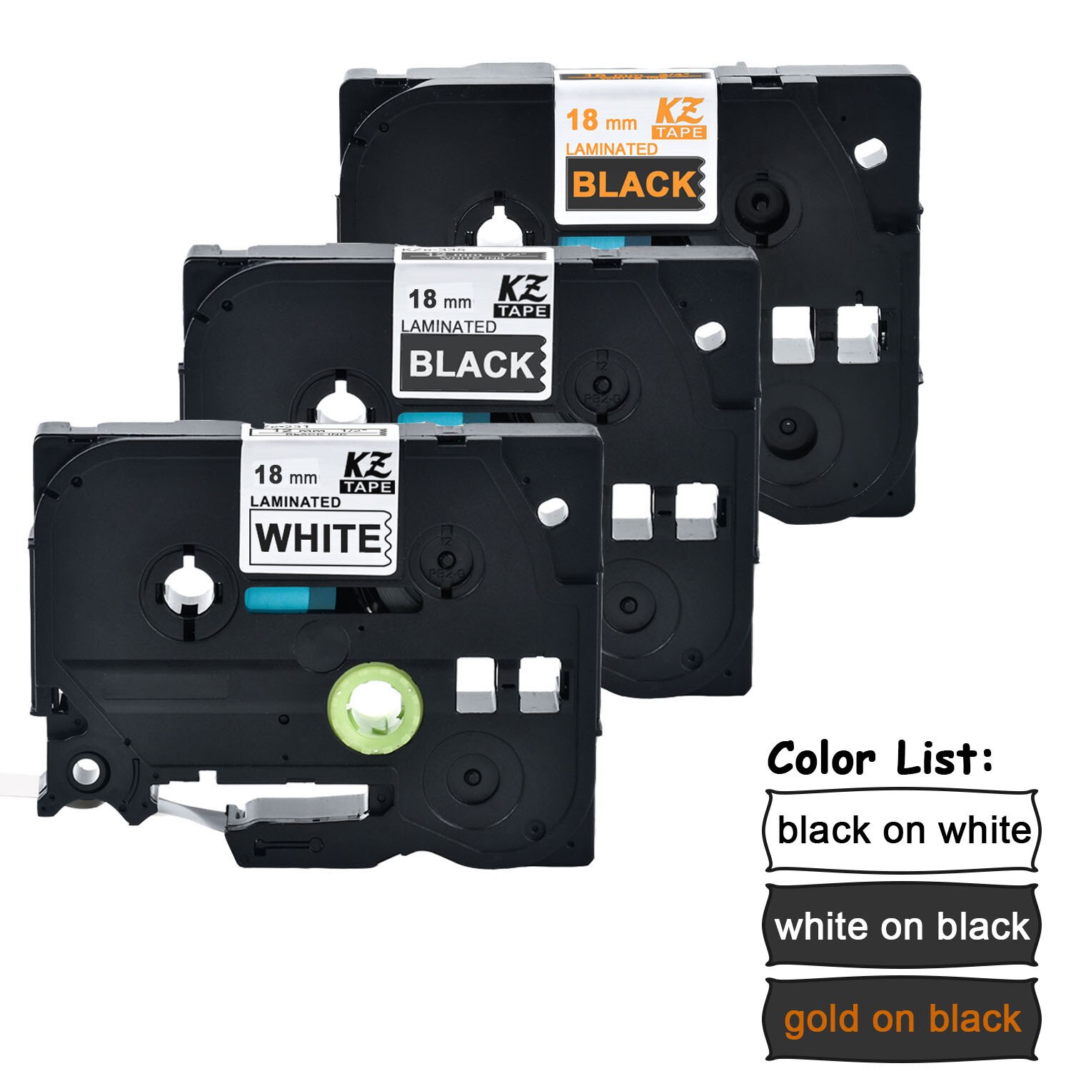 CIDY TZe Label Tape - 18mm TZe-241 Compatible for Brother P-touch PT-E500W PT-E100B: Set D