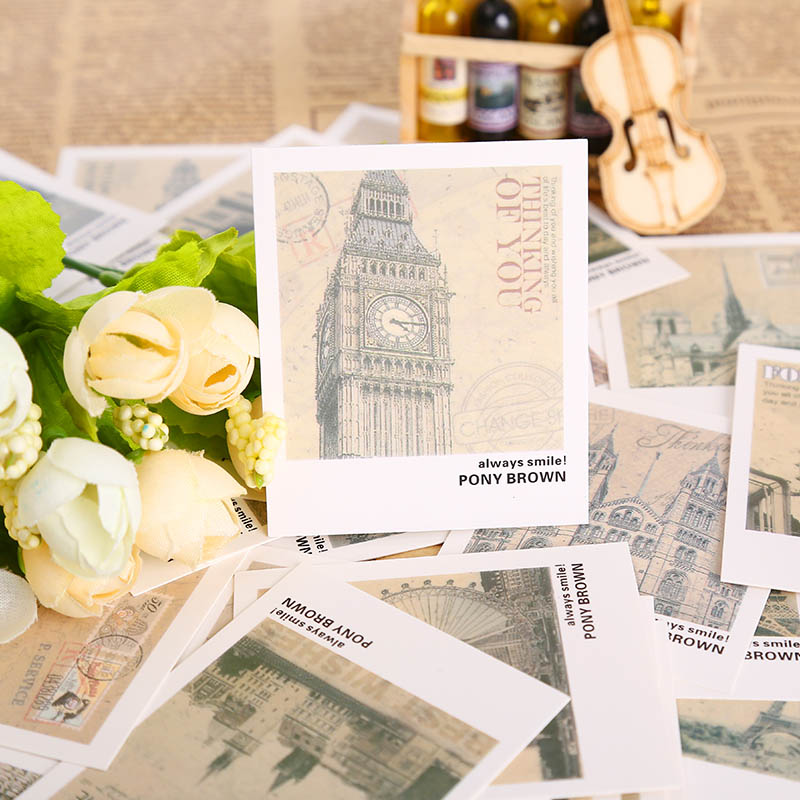 40 unids/caja retro paisaje de Europa mini Tarjeta de mensaje festival tarjeta de felicitación para niños suministros escolares