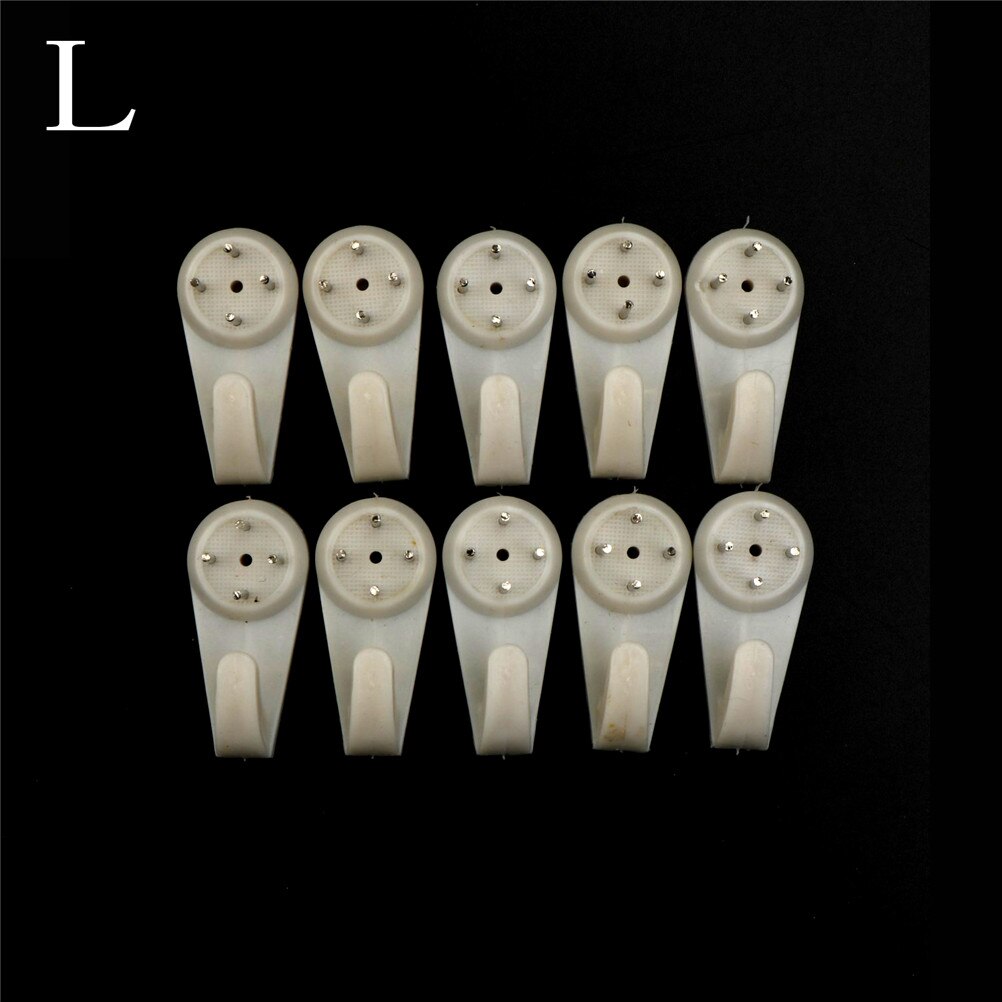 Plastic Multi Function Invisible Wall Mount Photo Picture Frame Clock Mirror Nail Hook Hanger Seamless Nail White: L