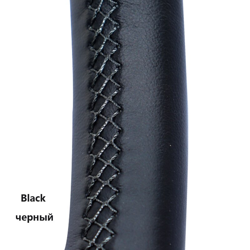 Hand-Gestikt Zwart Kunstleer Stuurhoes Voor Jeep Compass 2006 Oude Patriot 2007: Black Thread
