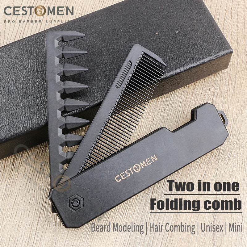 1/2/3 in 1 Pocket Folding Combs Plastic Wide Tooth Oil Head Comb Beard Combing Barber Clipper Comb Salon Hair Styling Tools