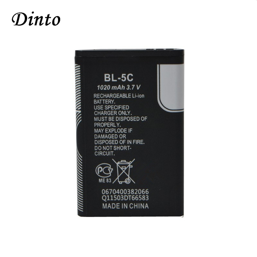 Dinto Li-ion Phone Battery BL-5C BL-5B BL-5J BL-5CT for NOKIA N70 N71 5300 N83 5230 5233 6303i C5-02 BL5C BL5B BL5J BL5CT
