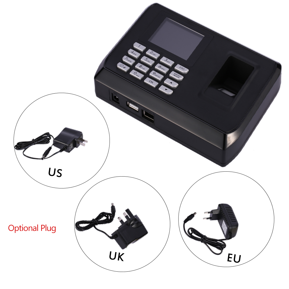 2.4inch TFT LCD Display USB Biometric Fingerprint Attendance Machine DC 5V/1A Time Clock Recorder Employee Checking-in Reader