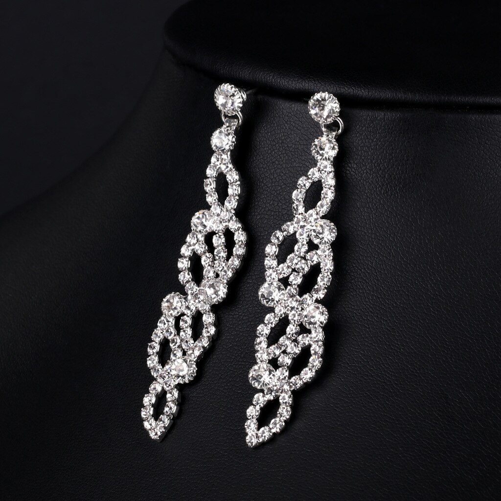 Klassische Kristall Lange Ohrringe für Frauen Schmuck Klar Farbe Strass Hochzeit Partei Baumeln Ohrringe Bräute: BA348