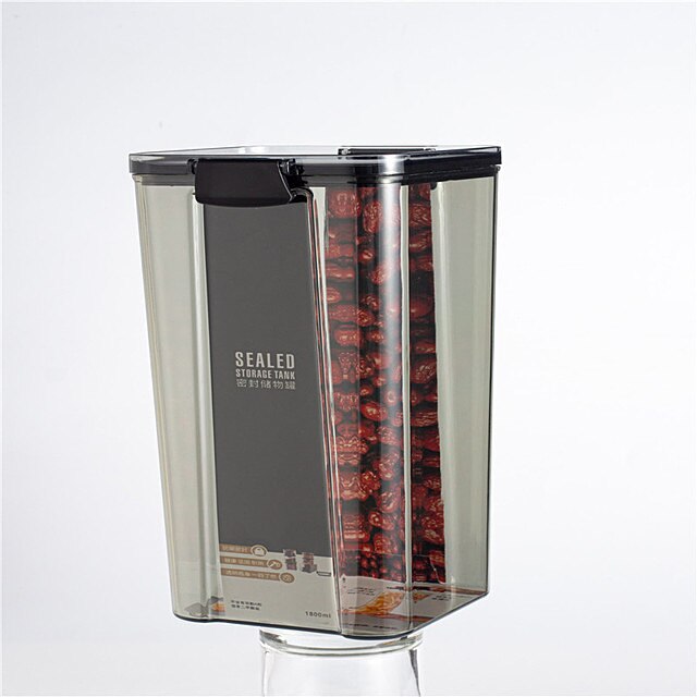 Küche Lagerung Container Snacks Bohnen Reis Nüsse Lebensmittel Lagerung Gläser Kunststoff Behälter Versiegelt Frische Lagerung Küche Liefert: Schwarz 1800ml