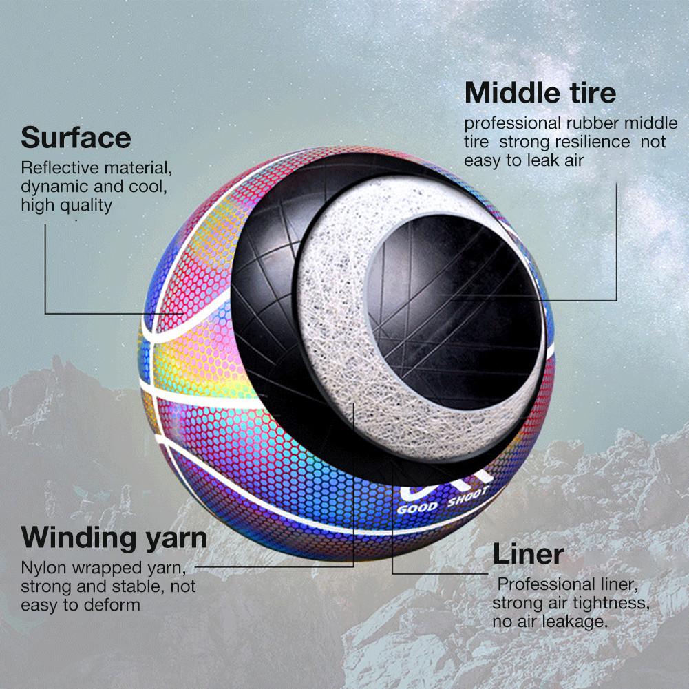 No. 7 Reflective Basketball Luminous Basketball Game Luminous Basketball Holographic Luminous Basketball Perfect